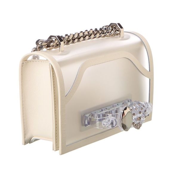 Alexander Mcqueen Jeweled Mini Leather Shoulder Bag, White - Picture 3 of 4